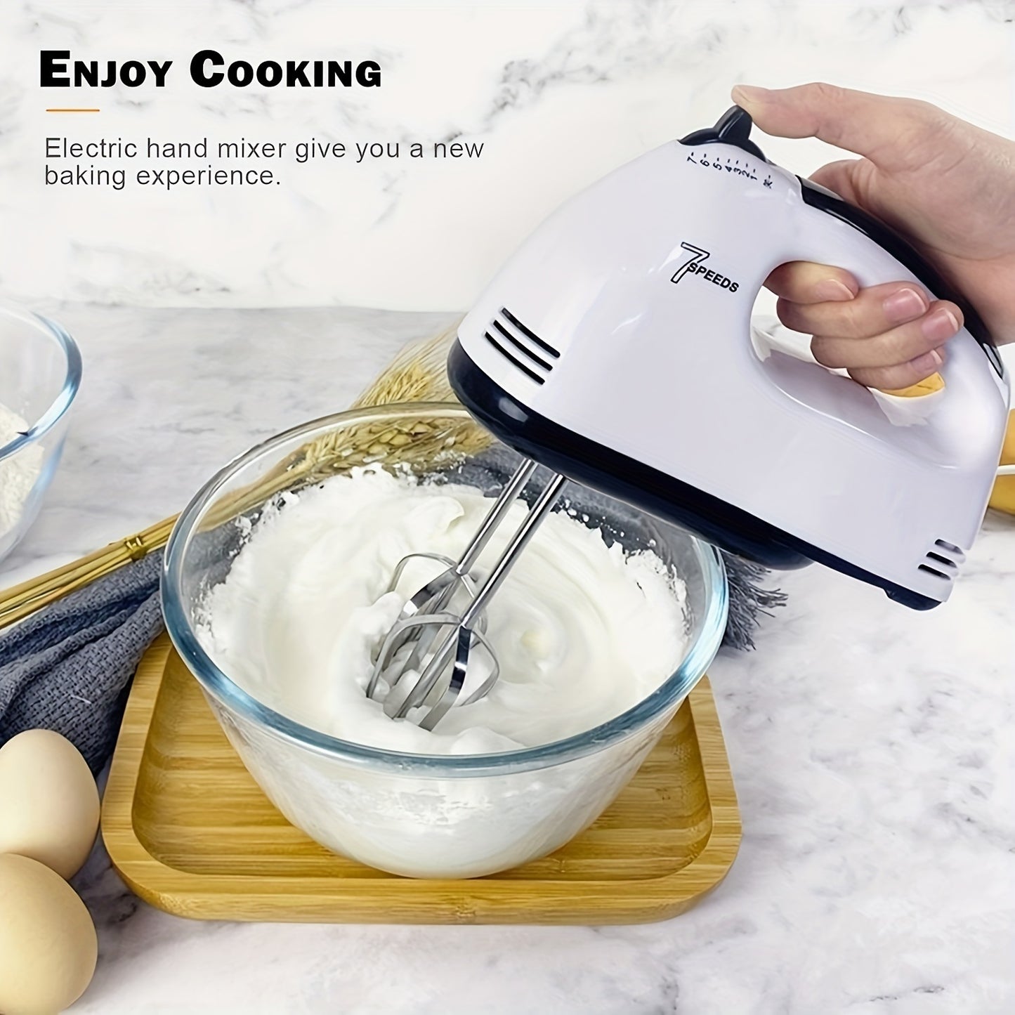 1pc 7 Speeds Electric Hand Mixer; Household Portable Powerful Handheld Electric Mixer; Hand-held Egg Beater; Small Whipping Cream Mixer For Cake; Baking; Cooking; Dessert