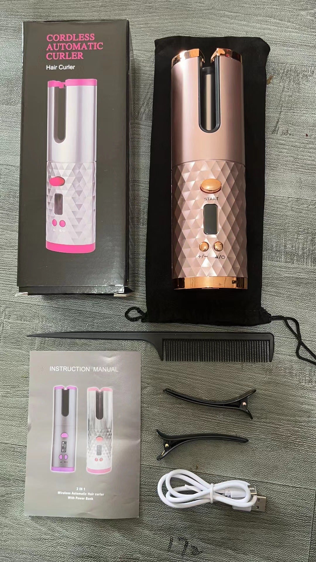 LED Screen Electric Automatic Curling Iron 3000mAh Mini Portable Thermostatic Curling Iron Three Levels Different Volume Electric Curling Iron For Travel And Home Use