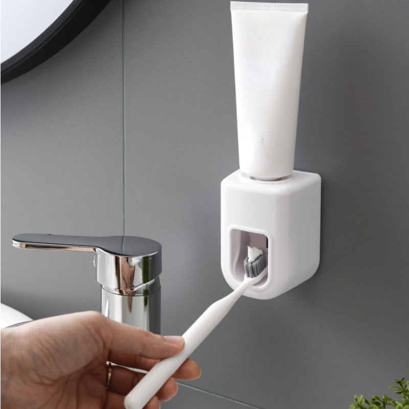 1pc Electric Toothbrush Holder Couple Toothbrush Holder Lazy Person Automatic Toothpaste Squeezing Device Wall Mounted Non Perforated Toothpaste Toothbrush Holder In Bathroom