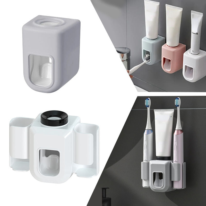 1pc Electric Toothbrush Holder Couple Toothbrush Holder Lazy Person Automatic Toothpaste Squeezing Device Wall Mounted Non Perforated Toothpaste Toothbrush Holder In Bathroom