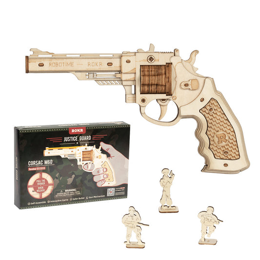 Robotime ROKR 3D Wooden Puzzle Games Revolver Model Building Kits Toys for Children Drop Shipping