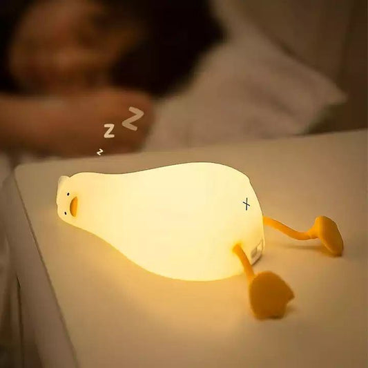 2 in 1 Silicone Flat Duck Cute Mobile Phone Holder Smart Touch Night Light with Timer LED Night Light Flat Duck Light