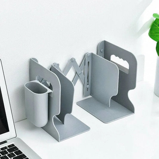 Retractable Bookend Book Stand Multifunction Book Folder Bookshelf With Pen Holder