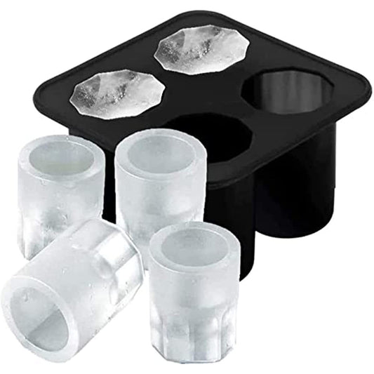 1pc Silicone Shot Glass Ice Molds; Ice Cube Trays For Freezer With 4 Cavities; Ice Shot Glass Mold Reusable Whiskey Glass Ice Cubes; Holds 1oz Each; 1.3 Inch Ice Shot Glass Molds And Trays