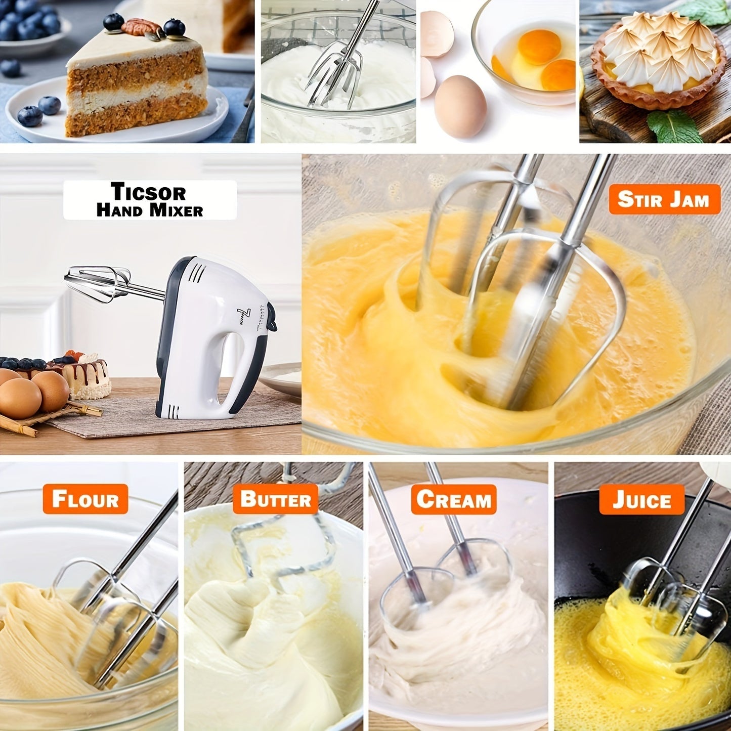 1pc 7 Speeds Electric Hand Mixer; Household Portable Powerful Handheld Electric Mixer; Hand-held Egg Beater; Small Whipping Cream Mixer For Cake; Baking; Cooking; Dessert