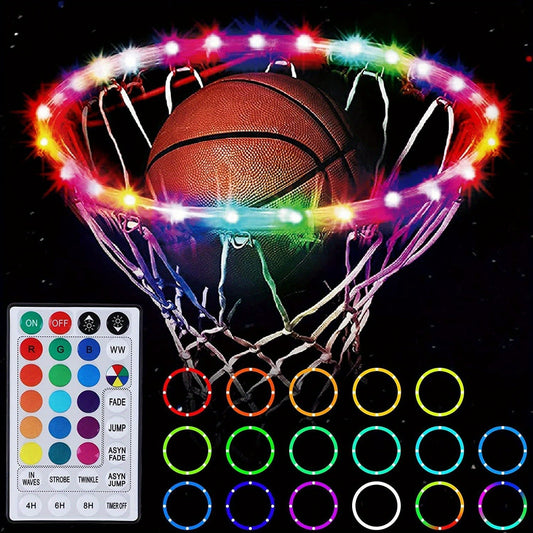 1pc LED Basketball Hoop Light, Remote Control Waterproof Basketball Rim Lights With 17 Colors 7 Lighting Modes, Super Bright Goal Accessories For Kids Adults Boys Outdoor Game And Training