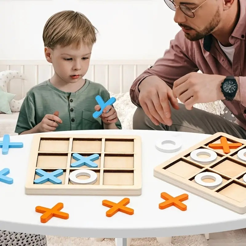 1 Pcs XO Tic Tac Toe Wooden Game Toy Educational, Entertainment, Leisure, Board Game, Building Block Toys 5.5" *5.5 "