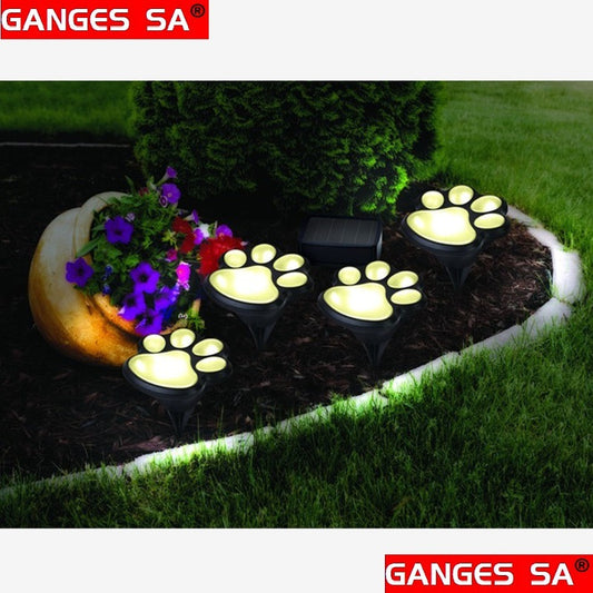 1pc GANGES SA Solar Garden String Lights; 4 Cat And Dog Footprint Lights; Solar Lawn Lights; Solar Landscape Fence String Lights; Outdoor Garden Decoration