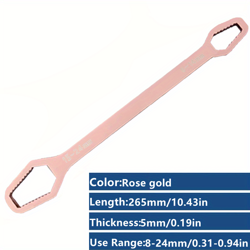 1 Pc Multifunctional Wrench, Household Tools 8-24mm Universal Torx Wrench, Self-tightening Adjustable Glasses Wrench Board, Double-head Torx Spanner