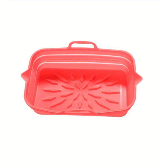 Rectangular Air Fryer Liners; Foldable Silicone Tray; Air Fryer Accessories; Reusable Grill Plate; Heat Resistant Microwave Silicone Plate; Home Kitchen Items