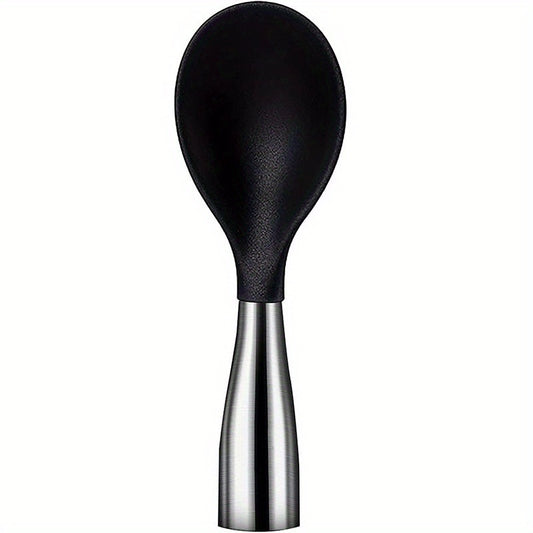 Rice Paddle; Silicone Standing Rice Spoon; Stainless Steel Handle Rice Scooper; Round Edge Not Rust Rice Serving Spoon; Non-Stick Rice Spatula Kitchen Gadgets