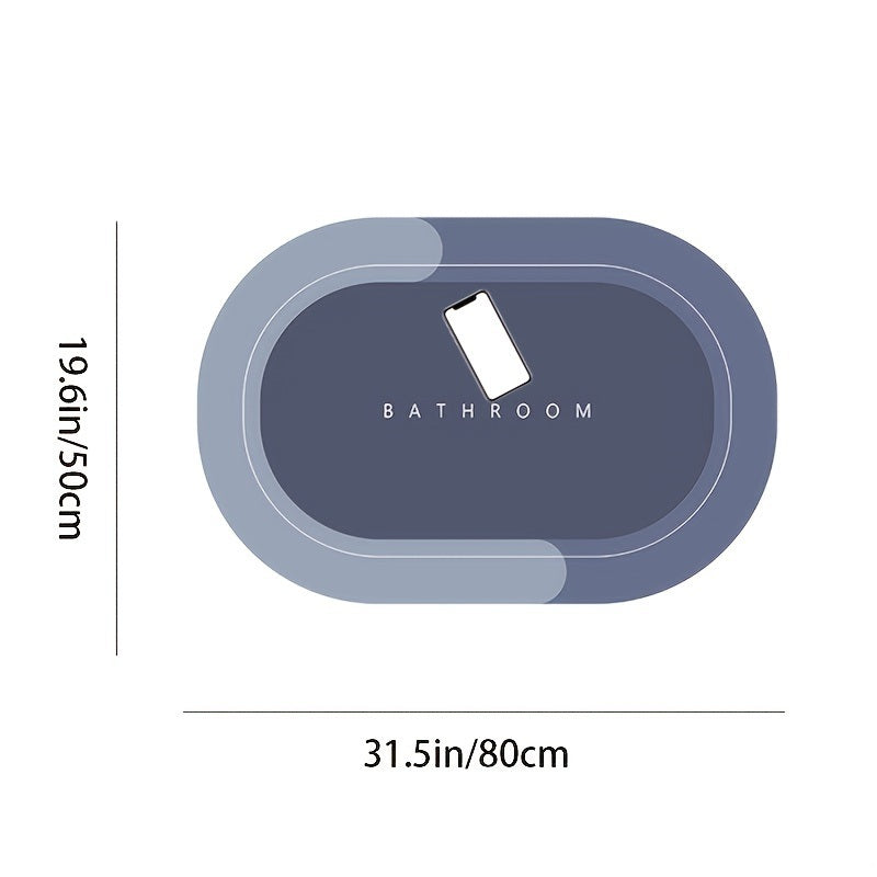 1pc Diatom Mud Oval Classic Floor Mat; Super Absorbent Floor Mat; Quick Dry Bath Mats For Bathroom Floor; Non-Slip Bathroom Rugs; Easy To Clean