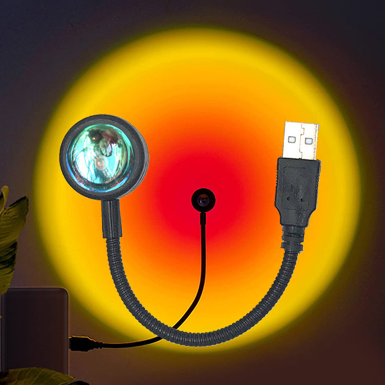 Creative USB Colorful Sunset Lamp LED Rainbow Neon Night Light Projector Photography Wall Atmosphere Lighting For Bedroom Home Room Decor Gift