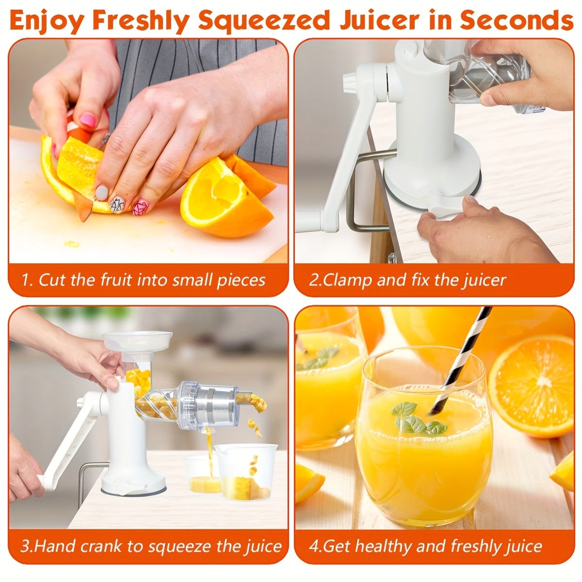 1pc Manual Masticating Juicer; Slow Juicer Extractor; Cold Press Juicer; Easy To Clean Slow Masticating Juicer For Vegetables; Fruits; Wheatgrass; Parsley And More