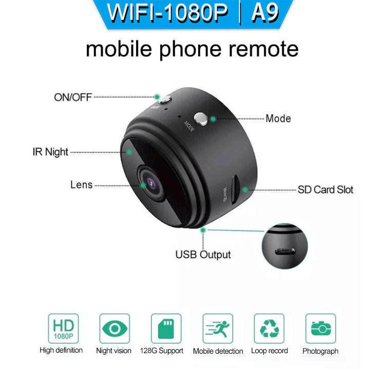 1080P Wireless Network WIFI HD Home Mobile Phone Camera Indoor Remote Video Night Vision HD Surveillance Camera